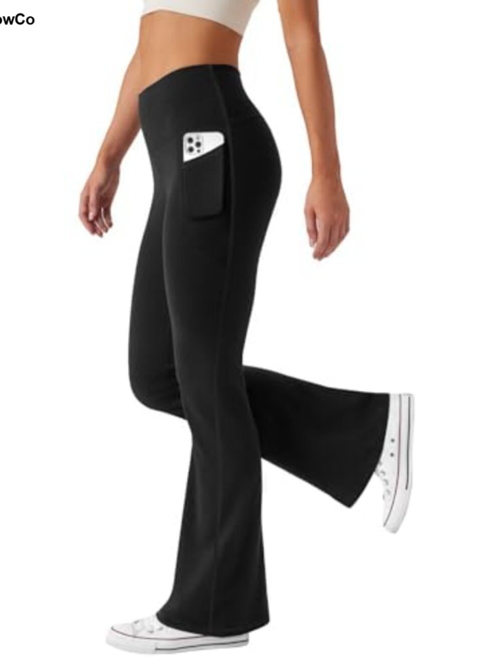 High Waist Flare Yoga Pants Bootcut Leggings with Side Pockets